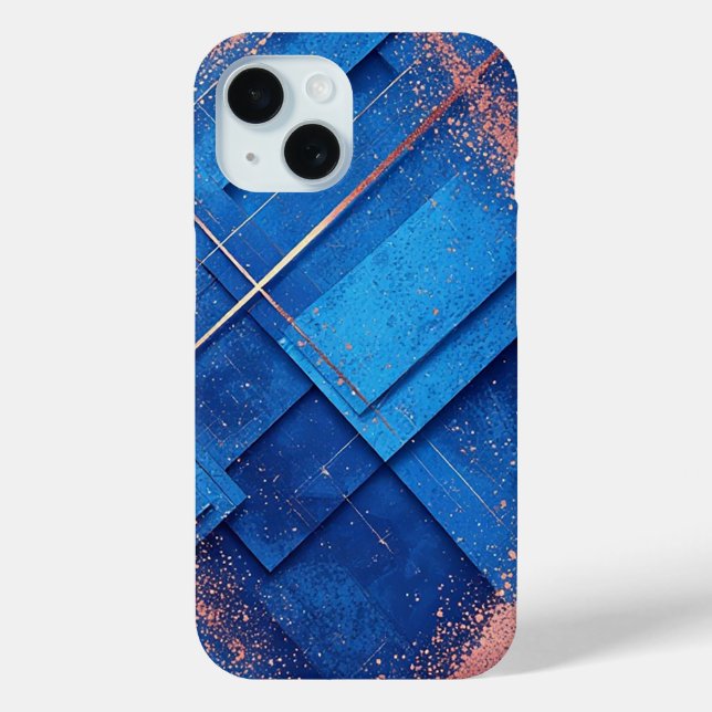 Abstract Blue and Gold Artistic Composition Case-Mate iPhone Case (Back)