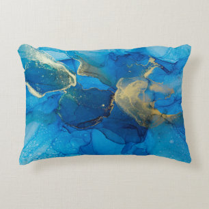 Abstract blue and gold fragment of colourful backg accent pillow