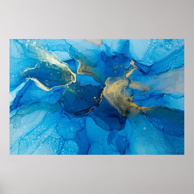 Abstract blue and gold fragment of colourful backg poster (Front)