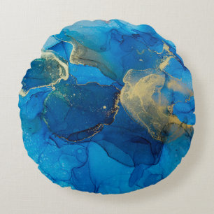 Abstract blue and gold fragment of colourful backg round pillow