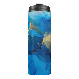 Abstract blue and gold fragment of colourful backg thermal tumbler