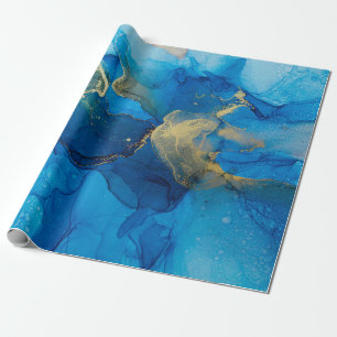 Abstract blue and gold fragment of colourful backg wrapping paper