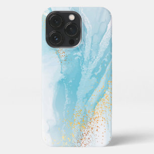 Abstract Blue and Gold Marble iPhone 13 Pro Case