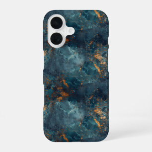 Abstract Blue And Gold Paint Texture iPhone 16 Case