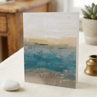 Abstract Blue and Gold Watercolor Landscape Card