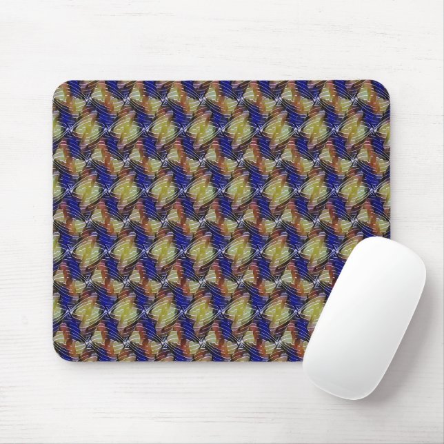 Abstract blue and gold wave geometric pattern 1299 mouse pad (With Mouse)