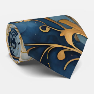Abstract Blue and Golden Tie