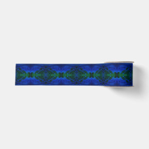 Abstract Blue and Green Dye Swirls Grosgrain Ribbon