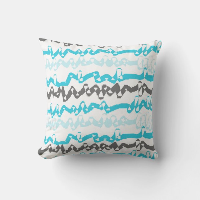 Abstract Blue and Green Pattern Throw Pillow (Front)