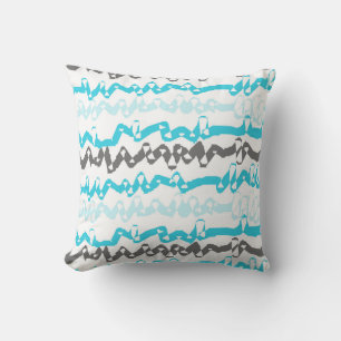Abstract Blue and Green Pattern Throw Pillow