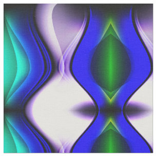 Abstract Blue and Green Waves Fabric