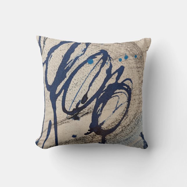 Abstract Blue and Grey  Throw Pillow (Front)