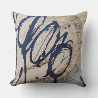 Abstract Blue and Grey Throw Pillow