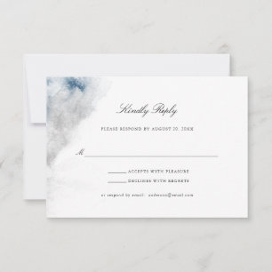 Abstract Blue and Grey Watercolor Winter Wedding RSVP Card