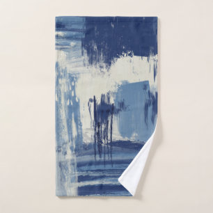 Abstract Blue and Ivory Bath Towel Set