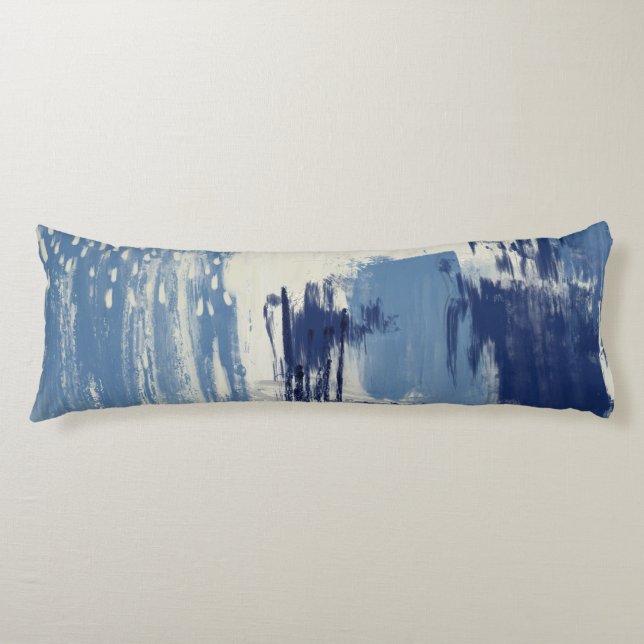 Abstract Blue and Ivory Body Pillow (Front)