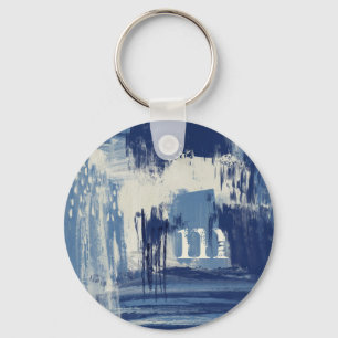 Abstract Blue and Ivory Keychain