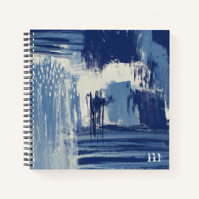 Abstract Blue and Ivory Notebook (Front)