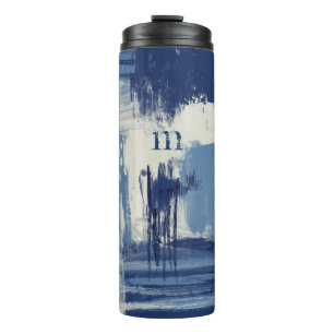 Abstract Blue and Ivory Thermal Tumbler