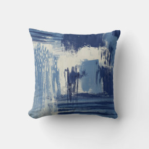 Abstract Blue and Ivory Throw Pillow