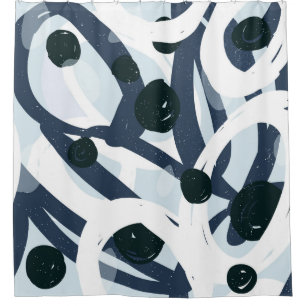 Abstract blue and navy brushstrokes painting illus