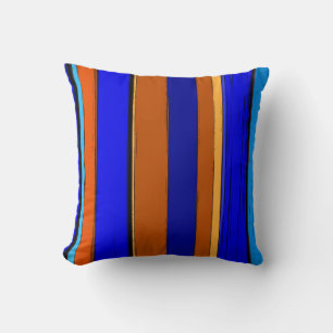 Abstract Blue And Orange 930 - Vertical Stripes Throw Pillow
