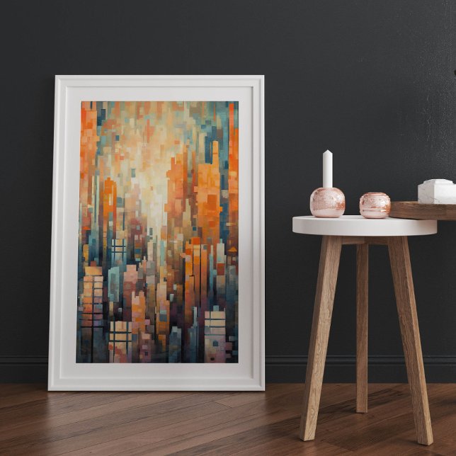Abstract Blue and Orange Cityscape Architecture  Poster (Creator Uploaded)