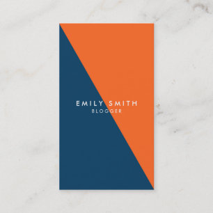 Abstract Blue and Orange Colour Block Social Media Business Card