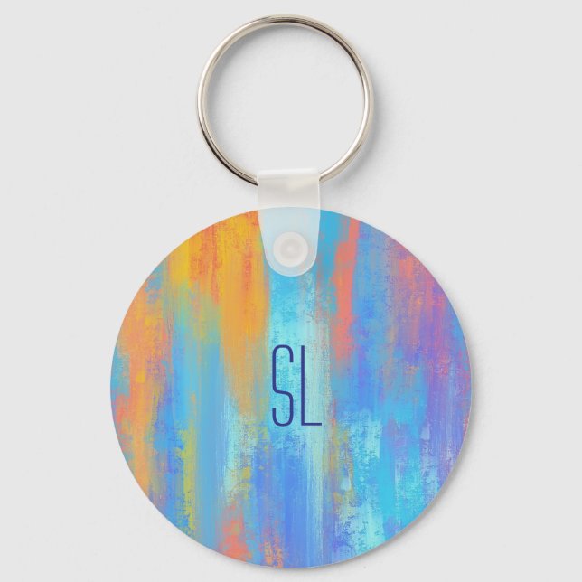 Abstract Blue and Orange Keychain (Front)