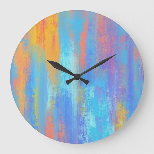 Abstract Blue and Orange Large Clock (Front)
