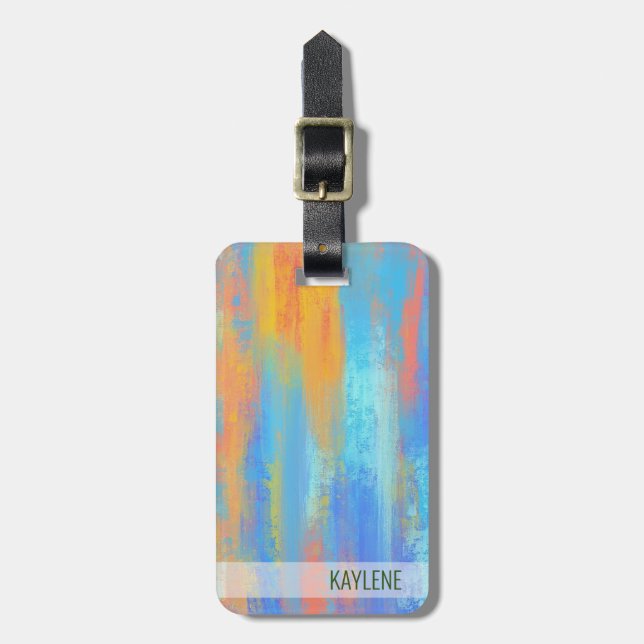 Abstract Blue and Orange Luggage Tag (Front Vertical)
