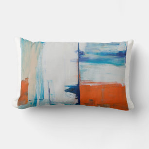 Abstract Blue and Orange Modern Art Lumbar Pillow