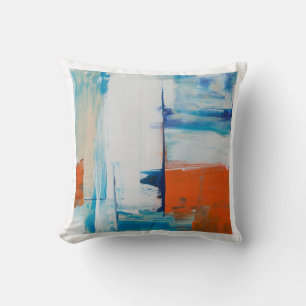 Abstract Blue and Orange Modern Art Throw Pillow