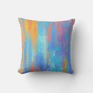 Abstract Blue and Orange Throw Pillow
