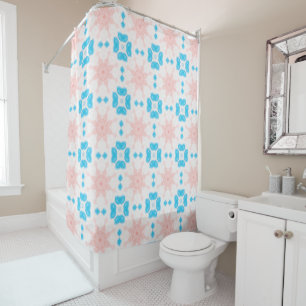 Abstract Blue and Pink Shower Curtain