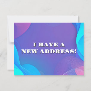 Abstract Blue and Pink Waves New Address Postcard