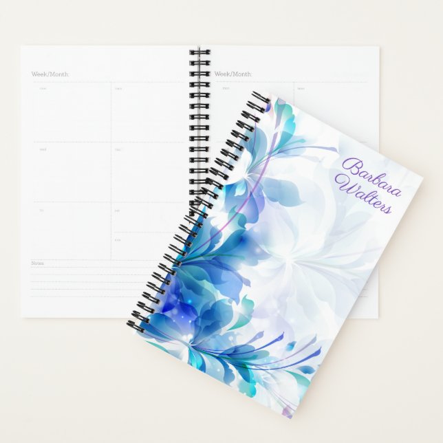 Abstract Blue And Purple Flowers Planner (Display)