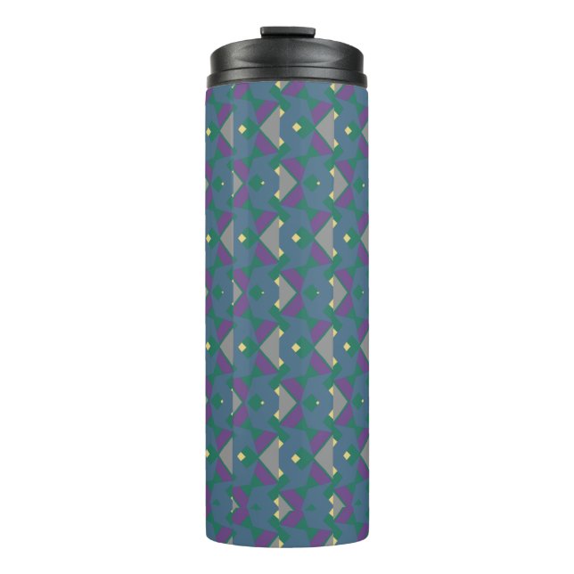 Abstract Blue and Purple Pattern with Chevrons Thermal Tumbler (Front)