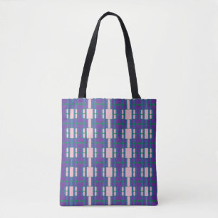 Abstract Blue and Purple Pattern with Pink Accents Tote Bag