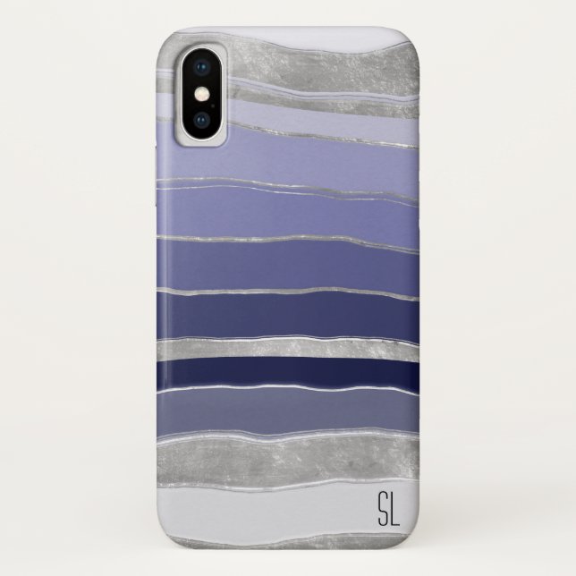 Abstract Blue and Silver Personalized Case-Mate iPhone Case (Back)
