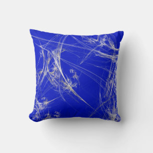 Abstract Blue and White Fractal Pillow
