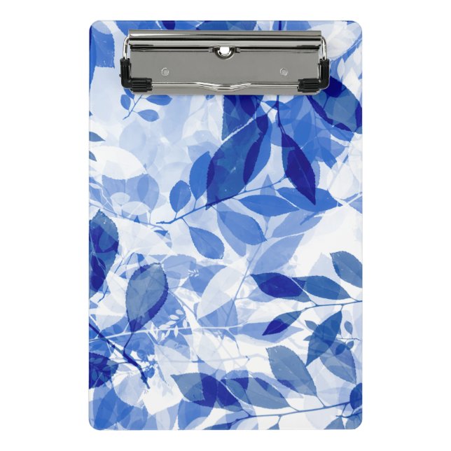Abstract Blue and White Leaves Mini Clipboard (Front)