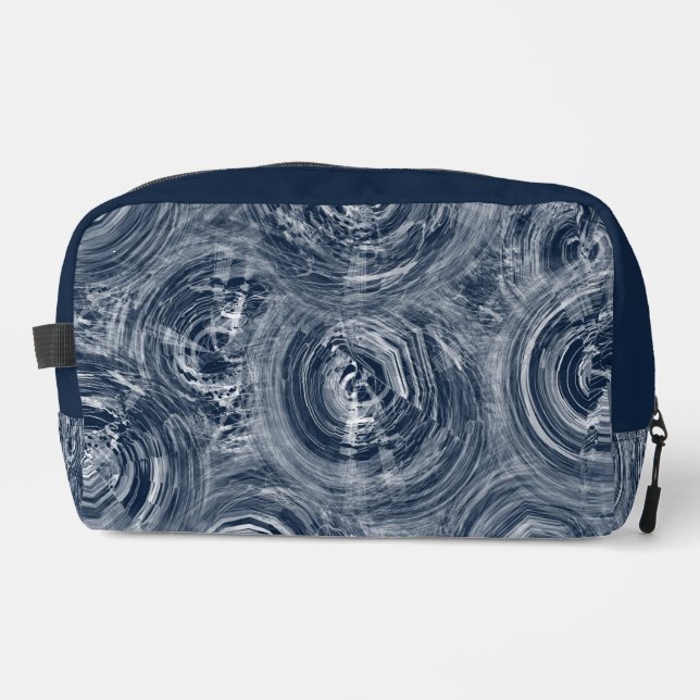 Abstract Blue and White Swirl Pattern Dopp Kit (Front)