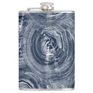 Abstract Blue and White Swirl Pattern Hip Flask