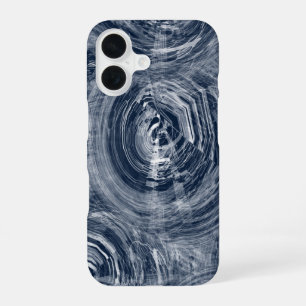 Abstract Blue and White Swirl Pattern iPhone 16 Case
