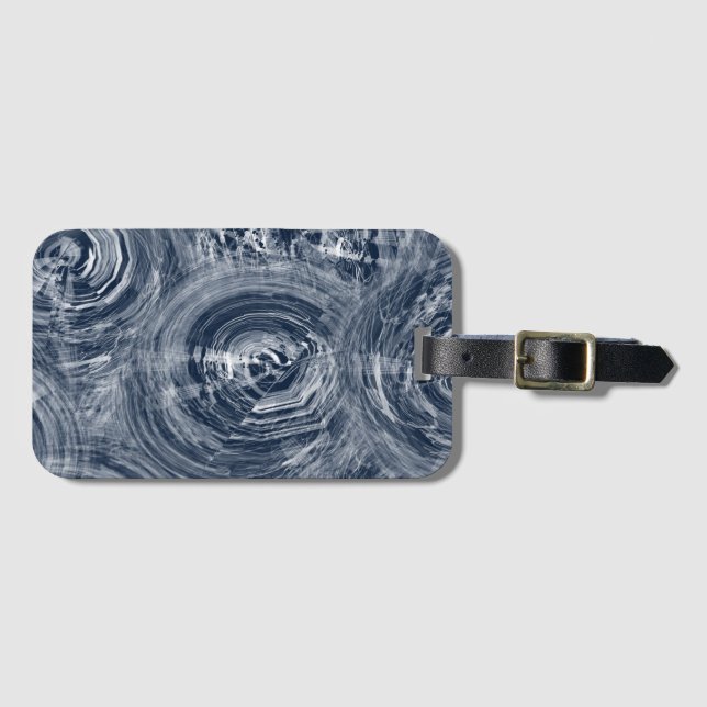 Abstract Blue and White Swirl Pattern Luggage Tag (Front Horizontal)