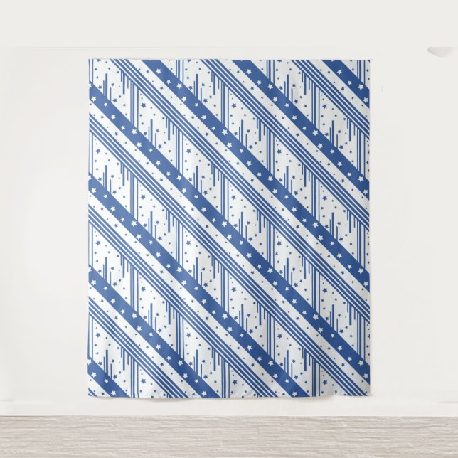 Abstract blue and white tapestry (Front)