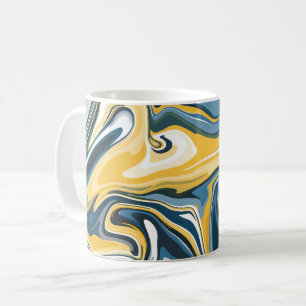 Abstract Blue and Yellow Flowing Pattern Coffee Mug