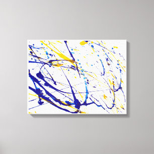 Abstract Blue and Yellow Paint Splatter Canvas Print