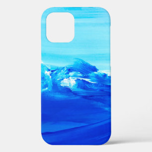 Abstract blue art painting background. Modern art. iPhone 12 Case